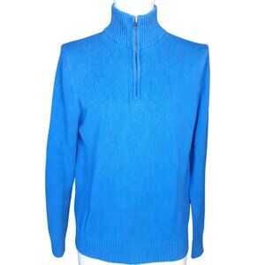 GAP SZ M Azure Blue 100% Cotton Quarter Zip Sweater